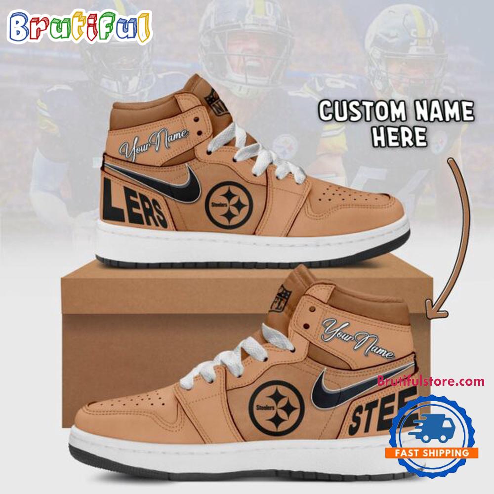 NFL Pittsburgh Steelers Brown Air Jordan 1 Hightop Shoes
