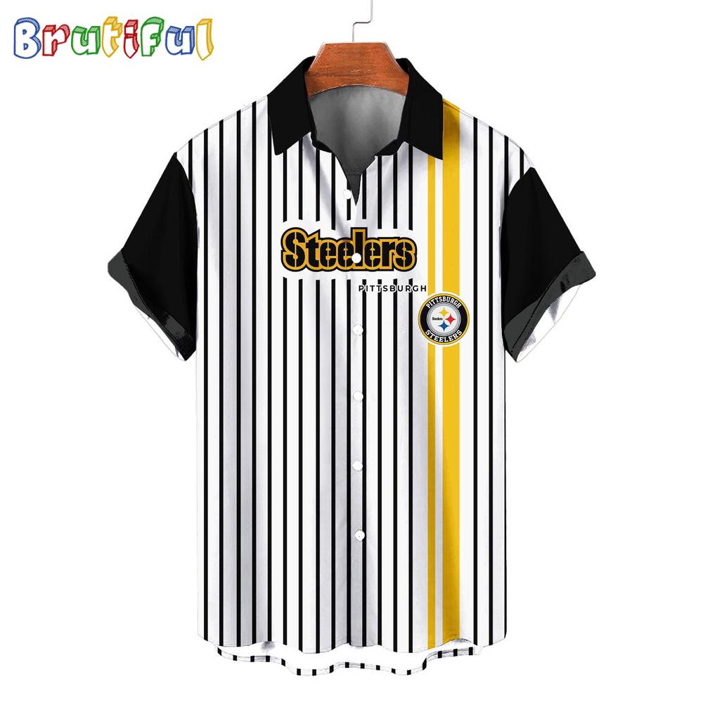 NFL Pittsburgh Steelers Classic Retro Mascot Line Summer Beach Hawaiian Shirt