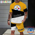 NFL Pittsburgh Steelers Divided Pattern Summer T Shirt And Shorts Set