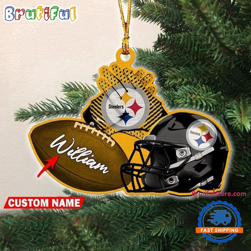 NFL Pittsburgh Steelers Football Helmets Christmas Ornament, Custom Football Ornament Decoration