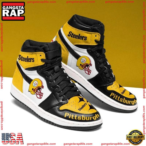 NFL Pittsburgh Steelers Football Logo Team Air Jordan 1 Running Sneakers Shoes