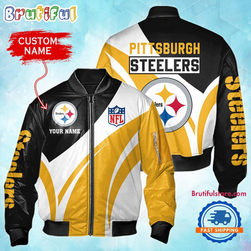 NFL Pittsburgh Steelers Football Team Logo Personalized Bomber Jacket