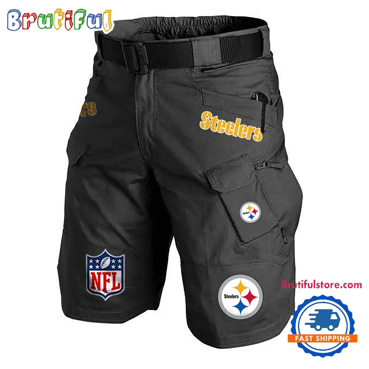 NFL Pittsburgh Steelers Football Team Military Tactical Shorts