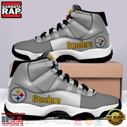 NFL Pittsburgh Steelers Grey Unique Design Air Jordan 11 Shoes
