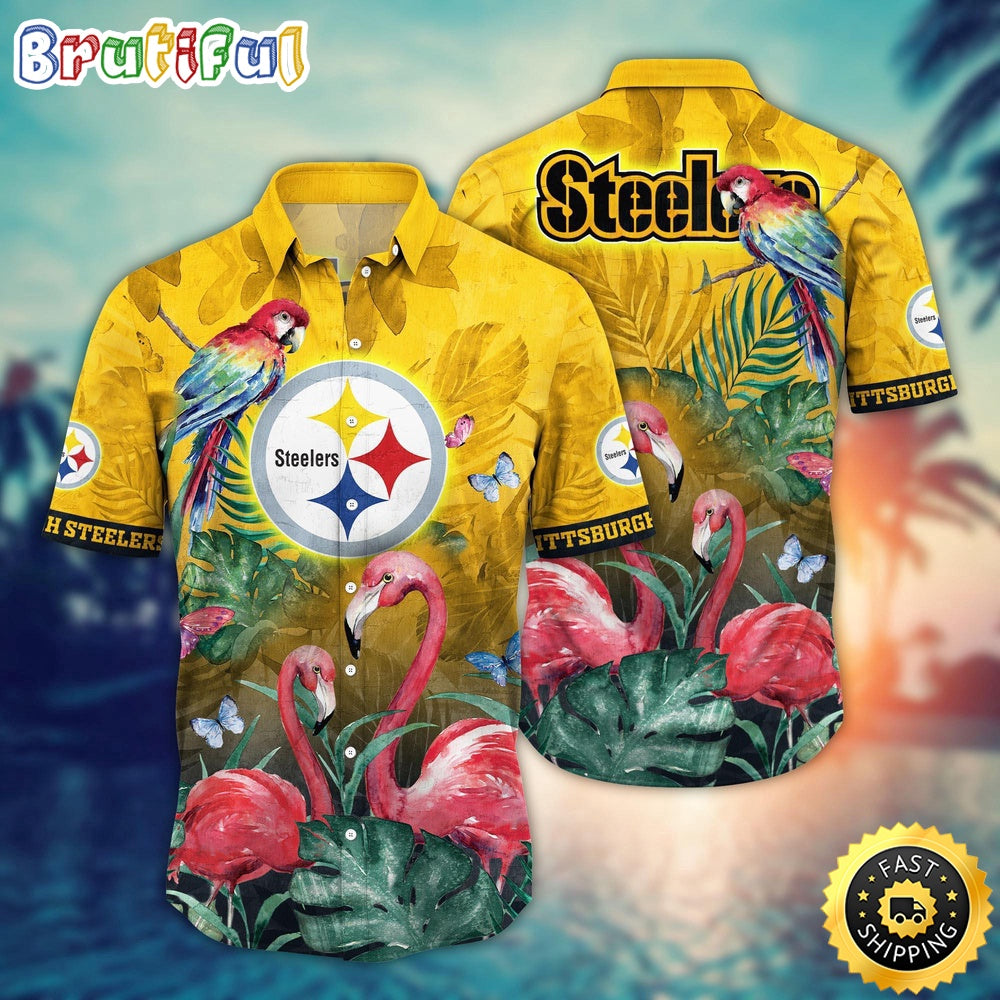 NFL Pittsburgh Steelers Hawaii Shirt Flamingo And Flower Aloha Shirt