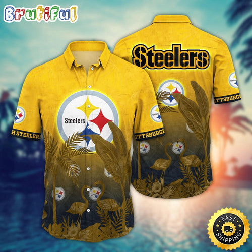 NFL Pittsburgh Steelers Hawaii Shirt Flamingo And Flower Funny Aloha Shirt