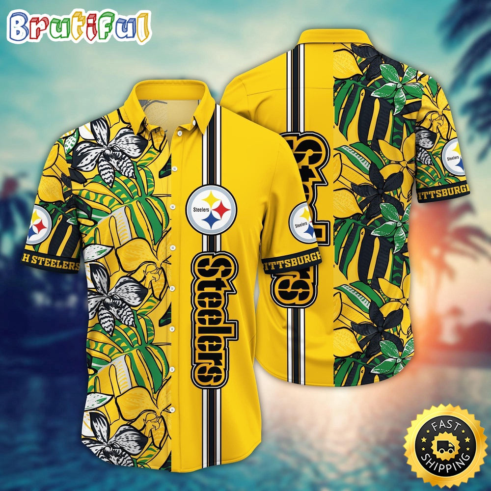 NFL Pittsburgh Steelers Hawaii Shirt Flower Chic Aloha Fashion
