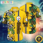 NFL Pittsburgh Steelers Hawaii Shirt Flower Chic Aloha Fashion