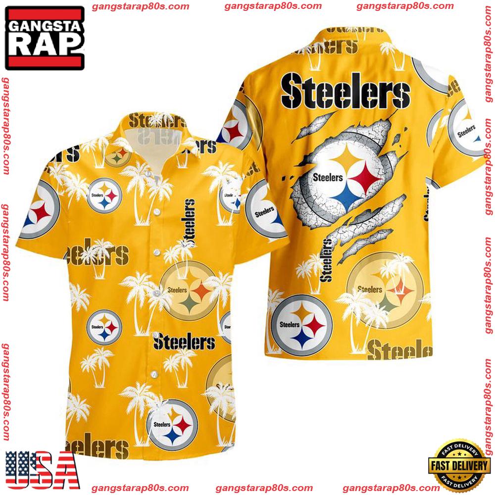 NFL Pittsburgh Steelers Palm Tree Pattern Hawaii Shirt