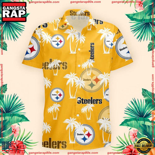 NFL Pittsburgh Steelers Palm Tree Pattern Hawaii Shirt