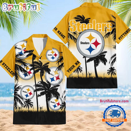 NFL Pittsburgh Steelers Palm Tree Summer Design Aloha Hawaiian Shirt