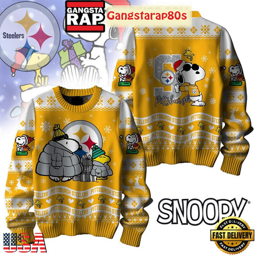 NFL Pittsburgh Steelers x Peanuts Snoopy New Design 2025 Ugly Christmas Sweater