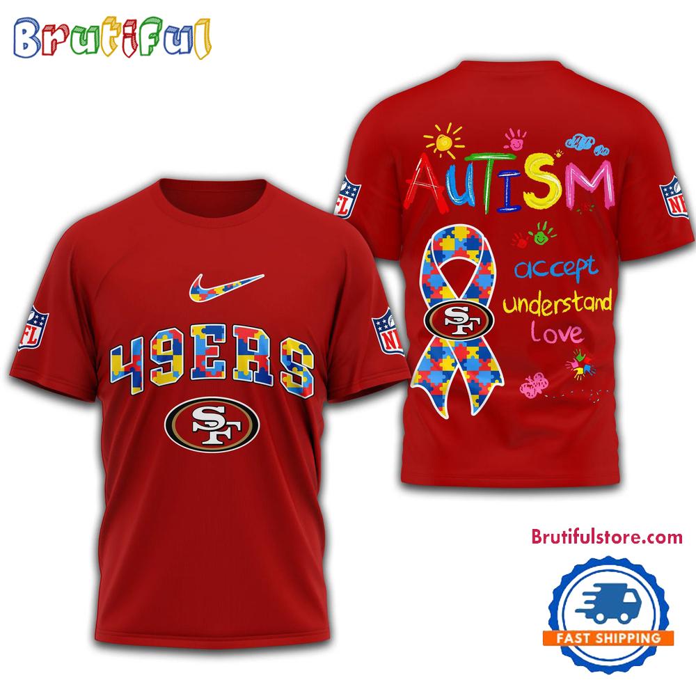 NFL San Francisco 49ers 2025 Autism Awareness 3D Shirt