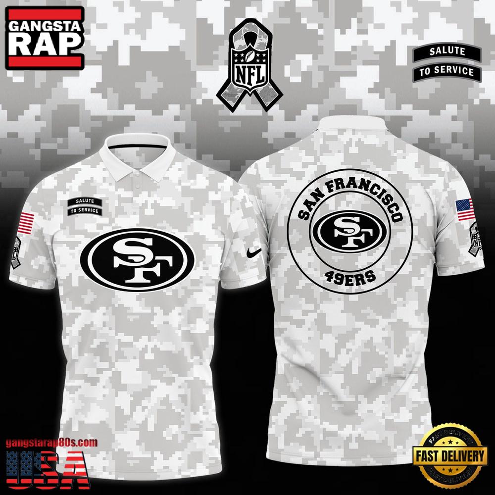 NFL San Francisco 49ers Camo 2025 Salute to Service Polo Shirt