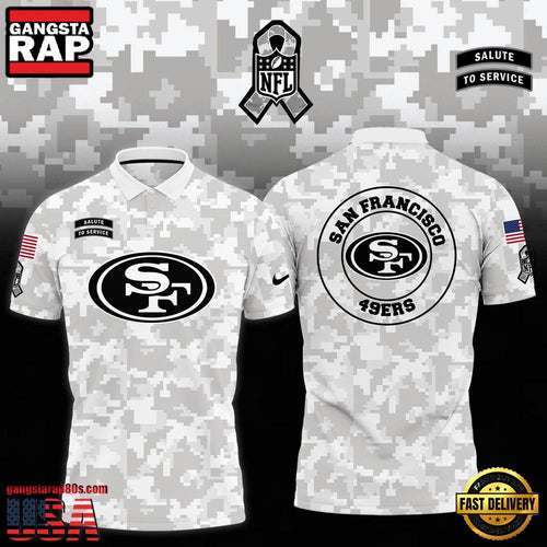 NFL San Francisco 49ers Camo 2025 Salute to Service Polo Shirt
