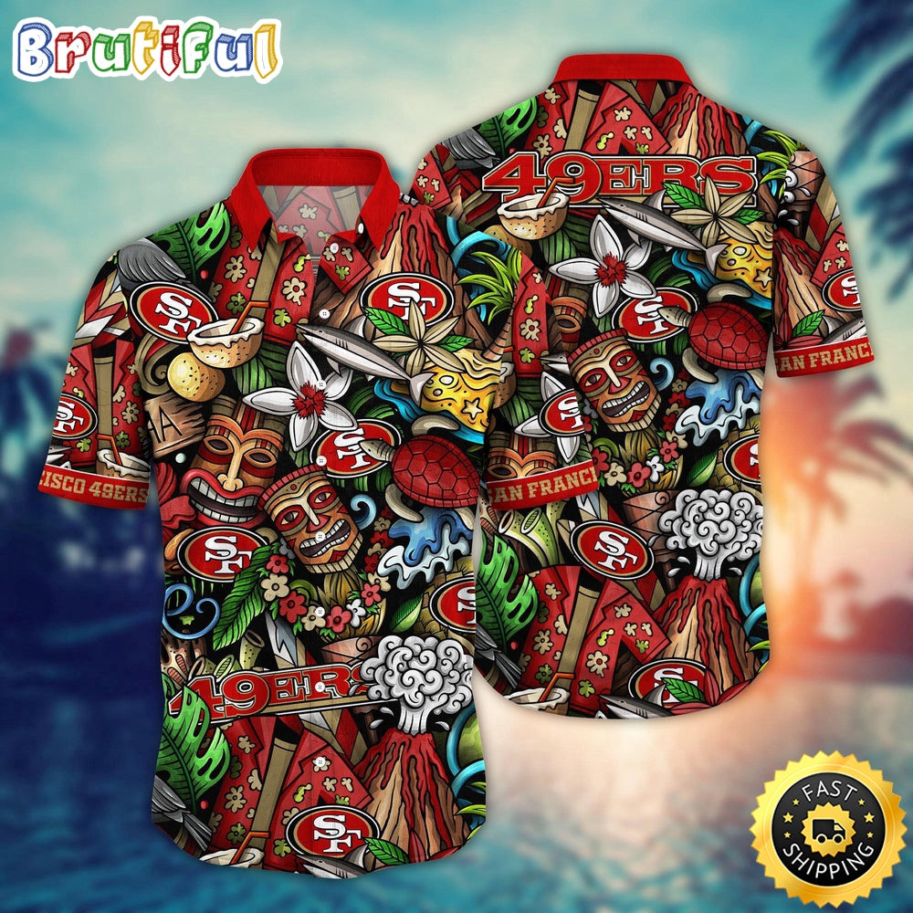 NFL San Francisco 49ers Hawaii Shirt Flower Tiki Me Off Aloha Shirt