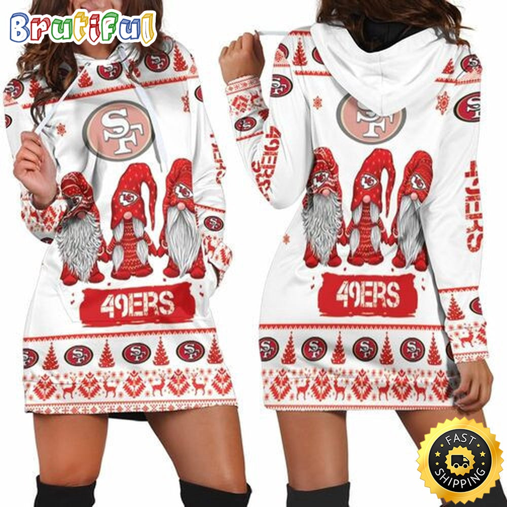 NFL San Francisco 49ers Hoodie Dress Gnomes All Over Print Hoodie Women