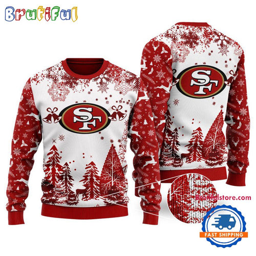 NFL San Francisco 49ers Logo Football Team Special Xmas Tree Christmas Ugly Sweater