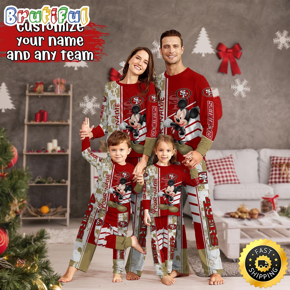 NFL San Francisco 49ers Pajamas Mickey Mouse For Family Custom Name Pajamas