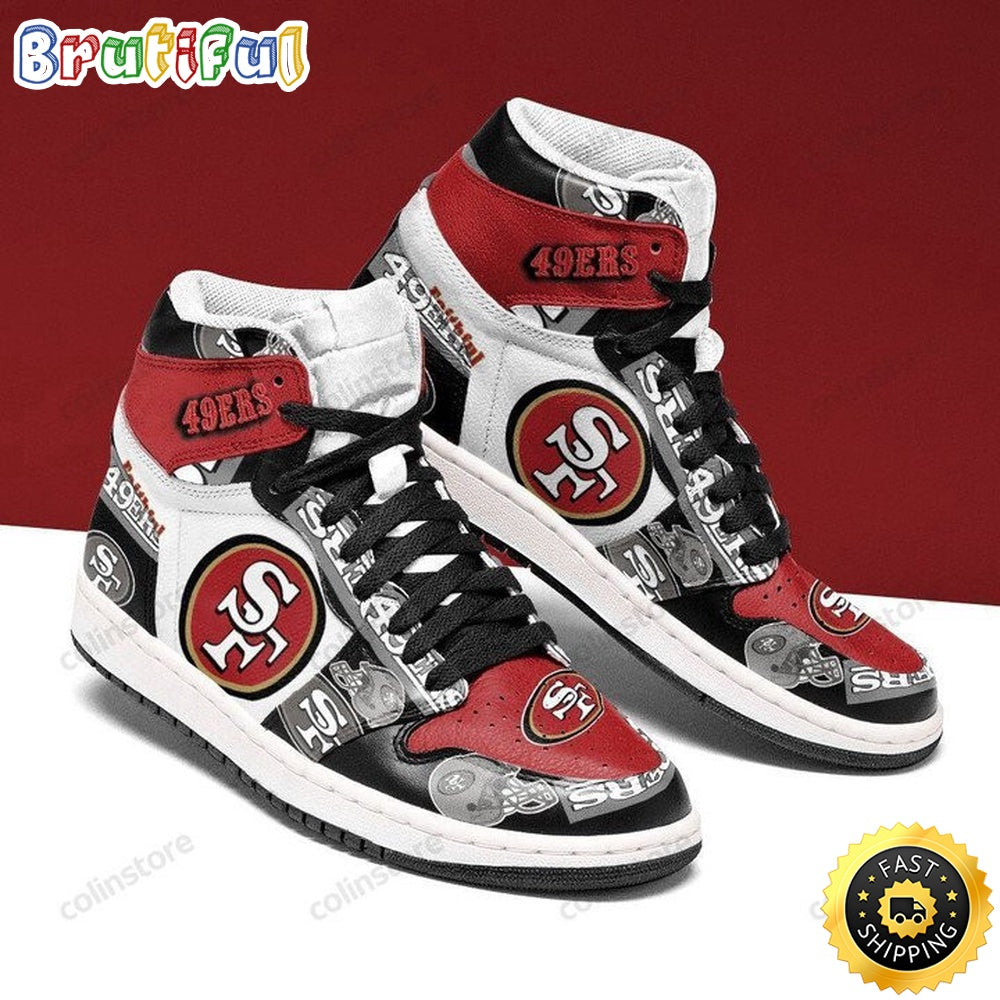 NFL San Francisco 49ers Red Grey Hat Air Jordan 1 High Sneakers