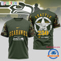 NFL Seattle Seahawk US Army 250th Birthday Celebration 3D Shirt