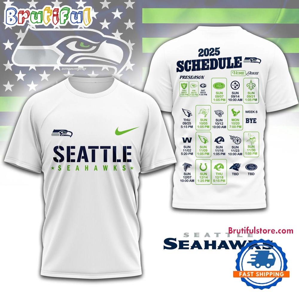 NFL Seattle Seahawks 2025 SCHEDULE All Over Print Shirt, 2025 Football Schedule Shirts