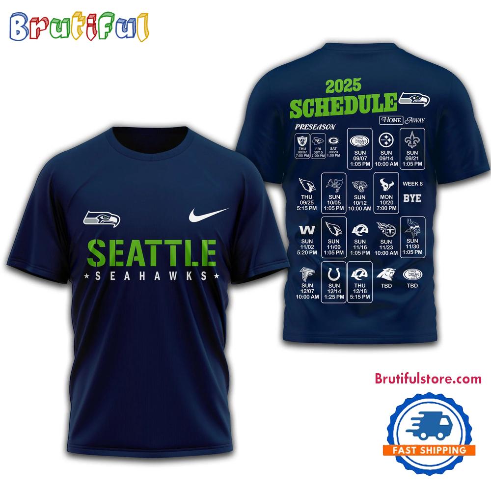 NFL Seattle Seahawks 2025 SCHEDULE Unisex 3D Shirt