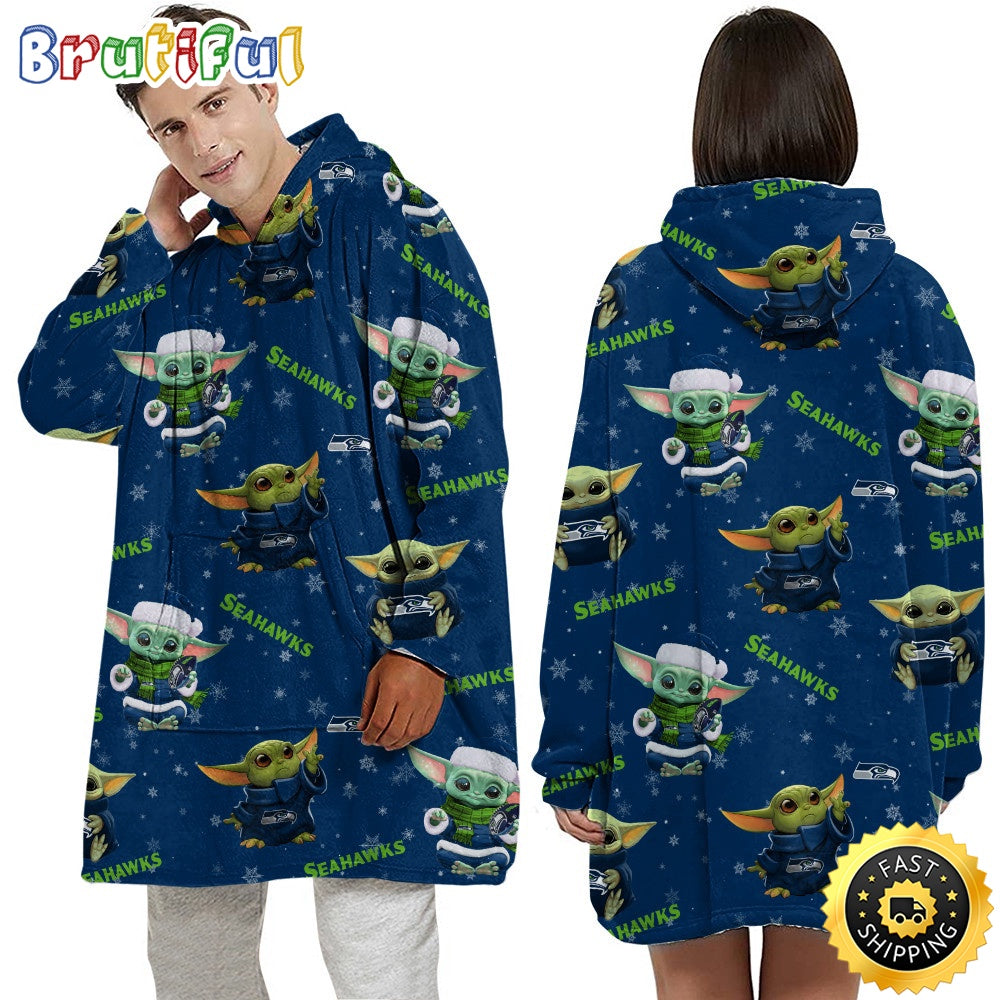 NFL Seattle Seahawks Blanket Hoodie Baby Yoda Unisex Hoodie