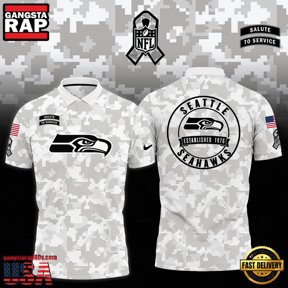 NFL Seattle Seahawks Camo 2025 Salute to Service Polo Shirt