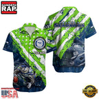 NFL Seattle Seahawks Football American Flag Mascot Custom Name Aloha Hawaiian Shirt