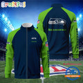 NFL Seattle Seahawks Football Team Custom Name Standing Neck Zipper Jacket