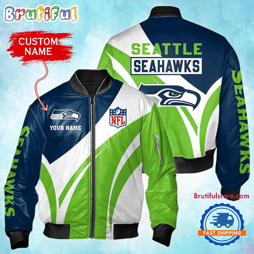 NFL Seattle Seahawks Football Team Logo Personalized Bomber Jacket