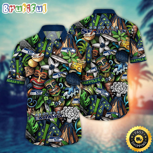 NFL Seattle Seahawks Hawaii Shirt Flower Tiki Me Off Aloha Shirt