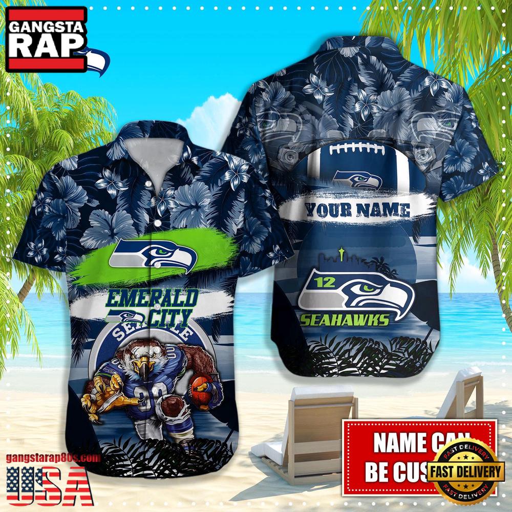 NFL Seattle Seahawks Mascot Football Aloha Hawaiian Shirt