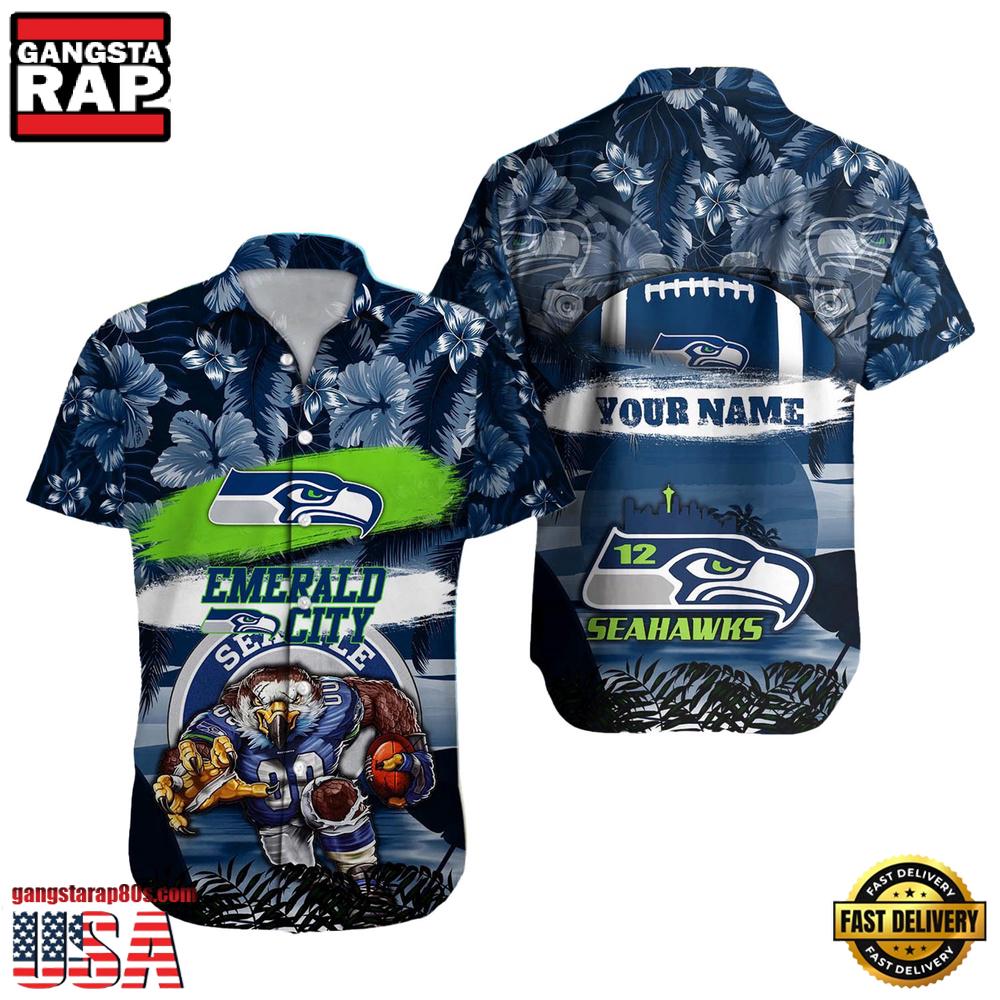 NFL Seattle Seahawks Mascot Football Aloha Hawaiian Shirt