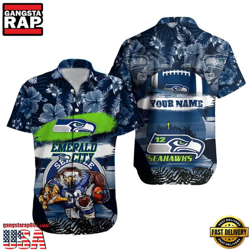 NFL Seattle Seahawks Mascot Football Aloha Hawaiian Shirt