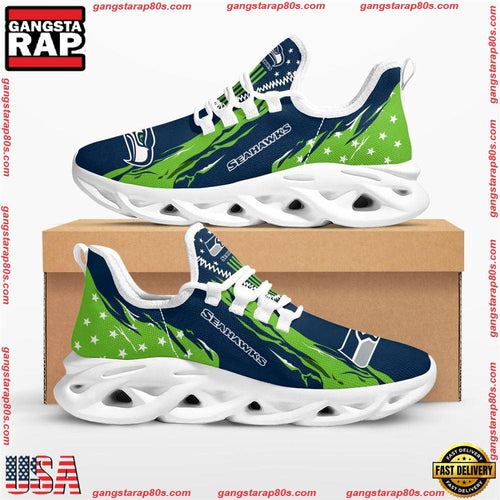 NFL Seattle Seahawks Stars and Stripes Max Soul Shoes Running Sneakers Running Sneakers