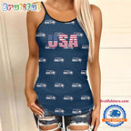NFL Seattle Seahawks USA Independence Day Women’s Criss Cross Tank Top