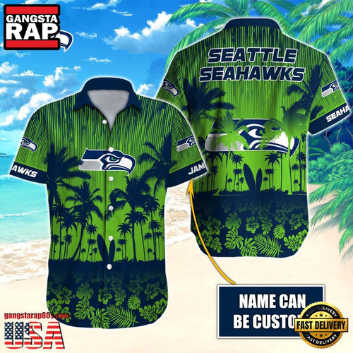 NFL Seattle Seahawks Vintage Style Custom Name Aloha Hawaiian Shirt