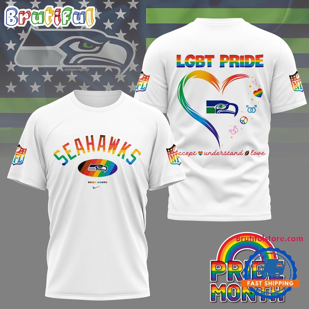 NFL Seattle Seahawks x Pride Month 2025 3D Shirt, Football Accept Understand Love TShirt