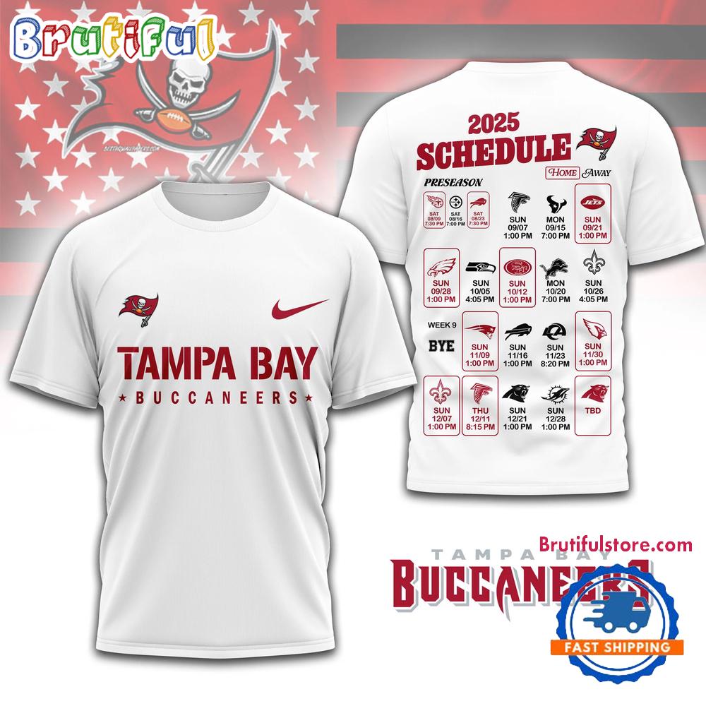 NFL Tampa Bay Buccaneers 2025 SCHEDULE All Over Print Shirt, 2025 Football Schedule Shirts