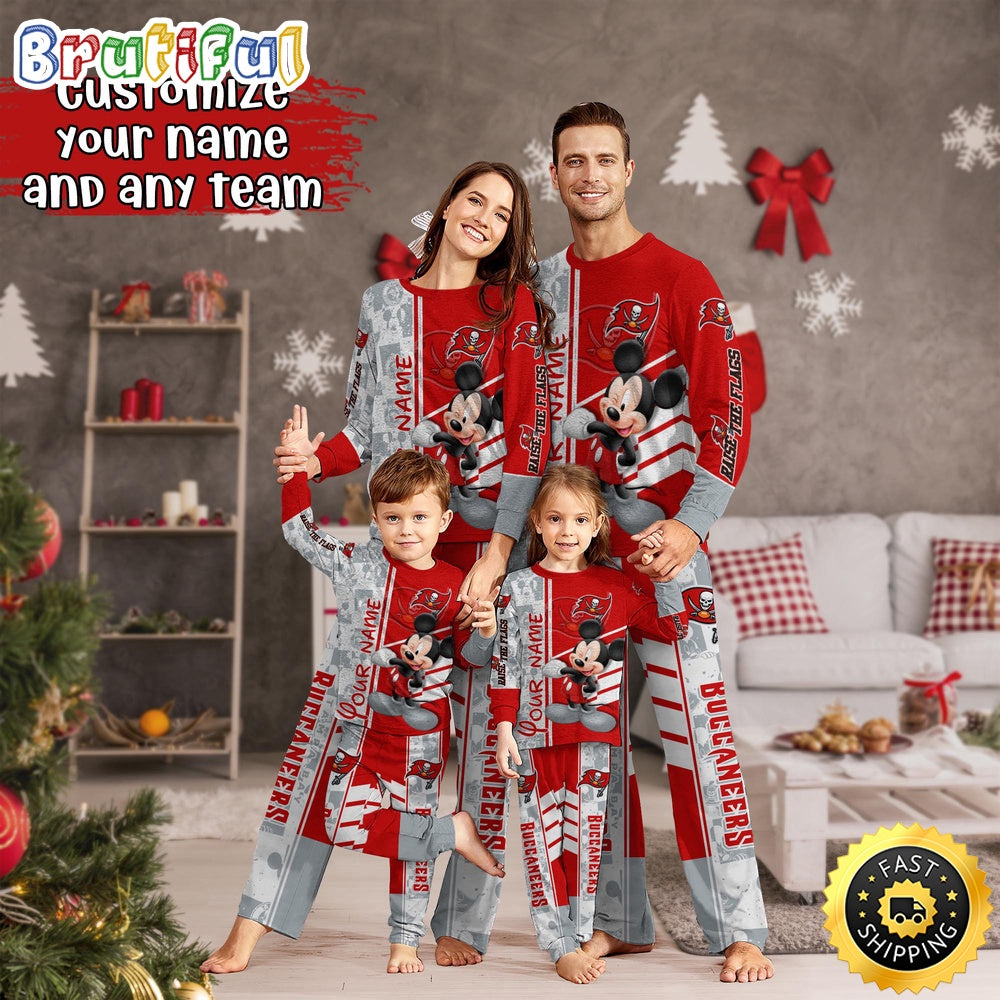 NFL Tampa Bay Buccaneers Pajamas Mickey Mouse For Family Custom Name Pajamas