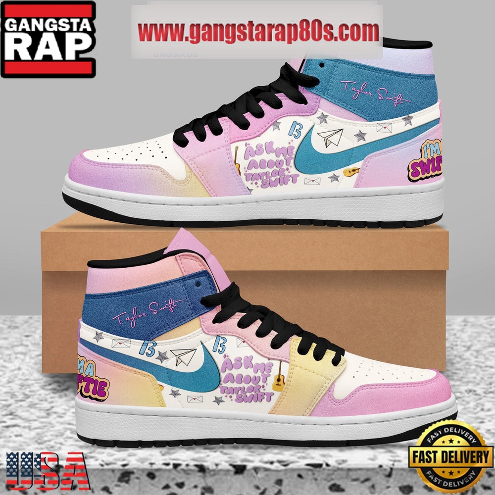 Taylor Swift Ask Me About Taylor Swift Black Design Air Jordan 1 Sneakers Shoes