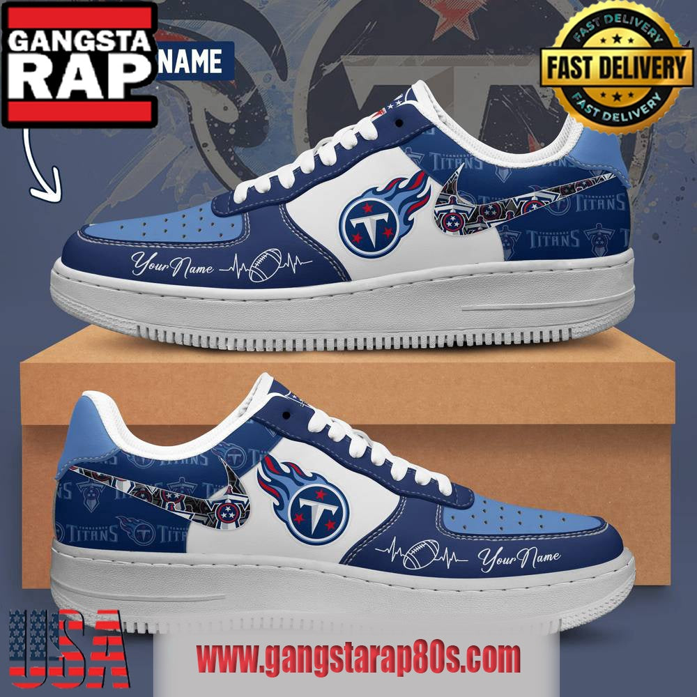 NFL Tennessee Titans Custom Name Air Force 1 Running Sneakers Shoes