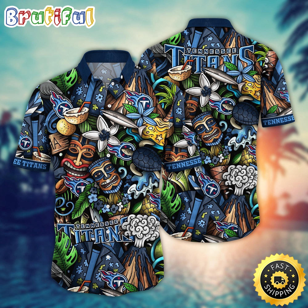 NFL Tennessee Titans Hawaii Shirt Flower Tiki Me Off Aloha Shirt