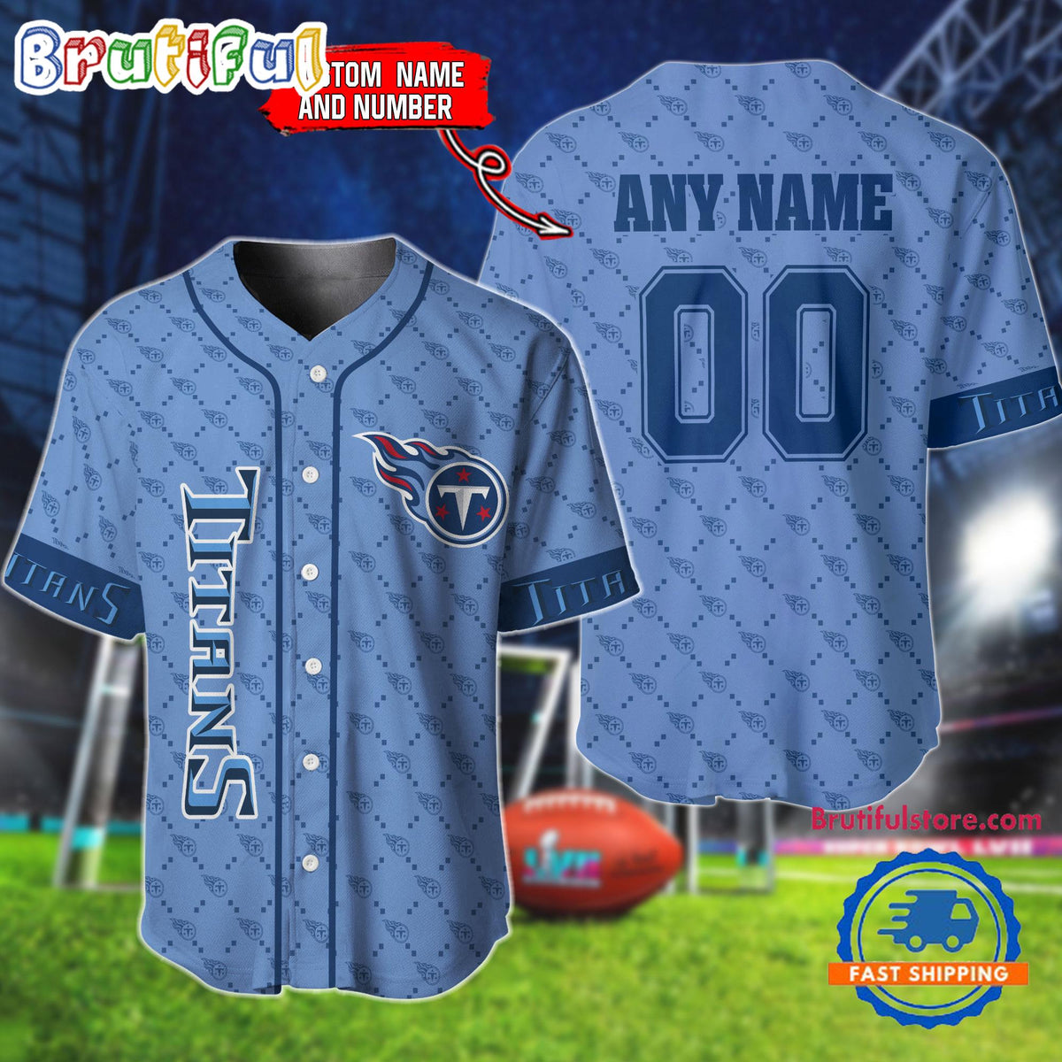 NFL Tennessee Titans Logo Team Hologram Pattern Design Baseball Jersey