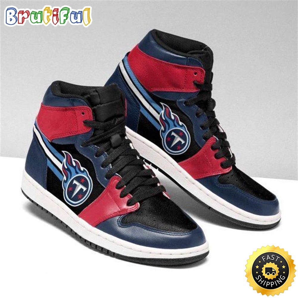 NFL Tennessee Titans Navy Blue Red Air Jordan 1 High Sneakers