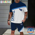 NFL Tennessee Titans Stripe Pattern Summer T Shirt And Shorts Set