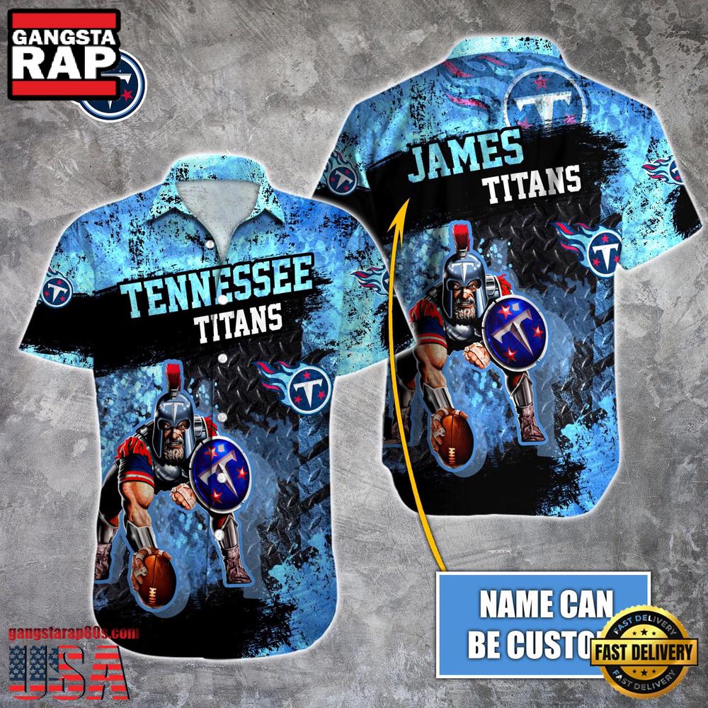 NFL Tennessee Titans Warrior Mascot Custom Name Aloha Hawaiian Shirt