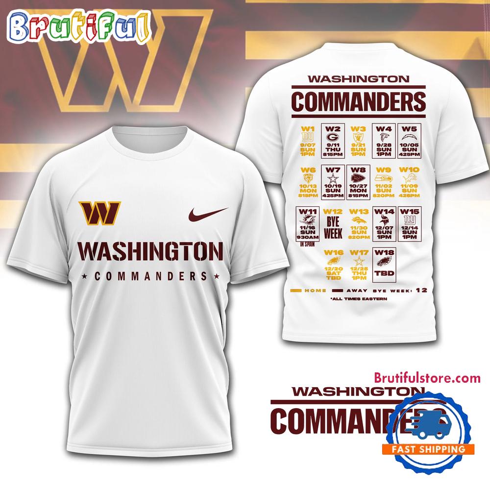 NFL Washington Commanders 2025 SCHEDULE All Over Print Shirt, 2025 Football Schedule Shirts